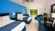Ocean Blue & Sand Resort - Depois de aproveitar tudo, o descanso tem sua vez na confortável Junior Suite, com 28 m², AC, TV e frigobar.	